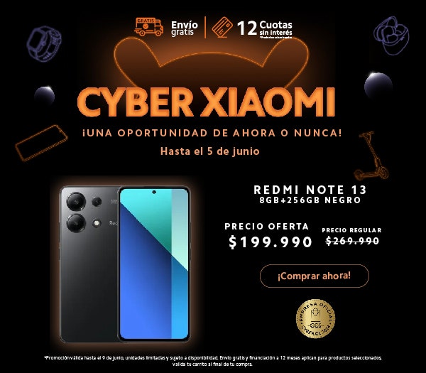 Xiaomi Chile | Xiaomi Tienda Oficial | Comprar Redmi Note 13 8GB+256GB Negro en oferta | Envío gratis